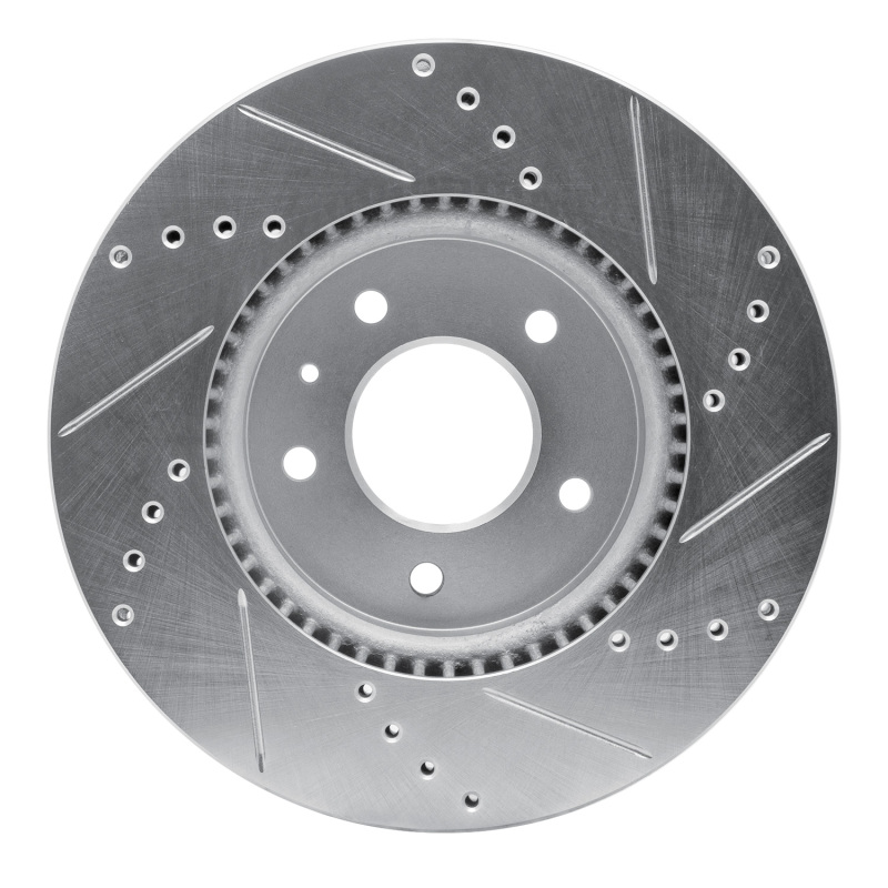 Chevrolet Captiva Brake Rotor (1) - Front Left - R1 Concepts - Drilled & Slotted - Silver - `07-`15